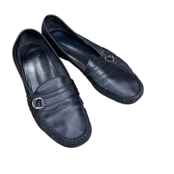 Cole Haan Italian Made Black Leather Slip On Loafers Size 9 M - Picture 1 of 9